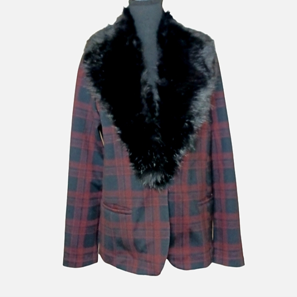 Liverpool Ponte Detachable Faux Fur Trim Blazer Jacket Women's Sz Med - Picture 2 of 12